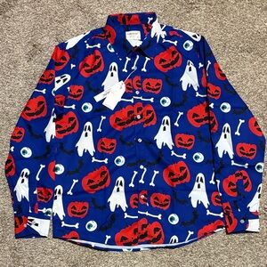 Halloween Themed Blue and Red Men's Shirt